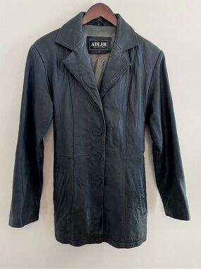 Vintage Adler Collection Black Leather 00s Blazer Jacket